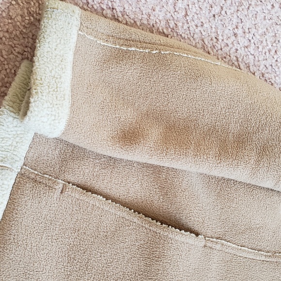 Medium Tan Camel Cream Shearling Cozy Coat w Hood - Picture 10 of 15